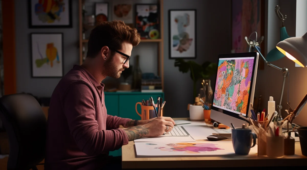 Webbdesigner som jobbar vid sin dator